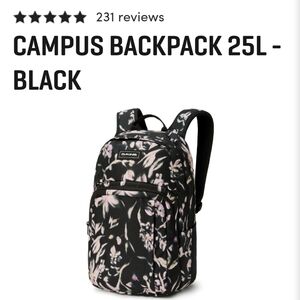 Dakine Black and Pink Floral Campus Backpack